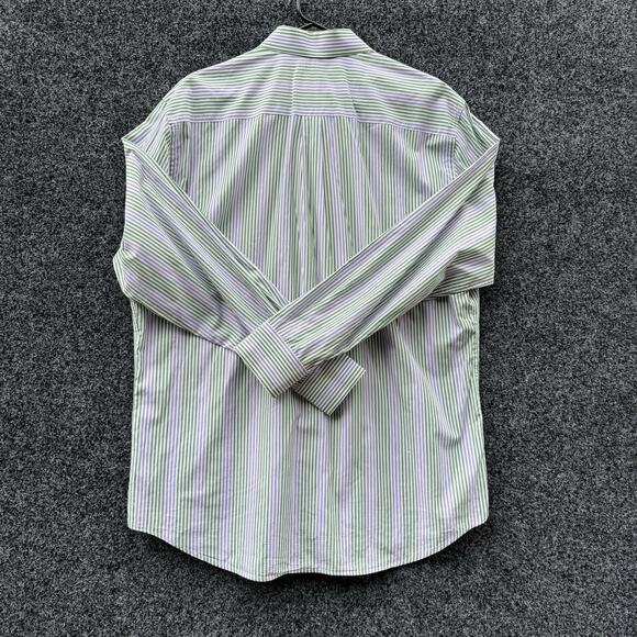 Peter Millar Mens Purple Green White Striped Long Sleeve Dress Shirt XL - Picture 2 of 6